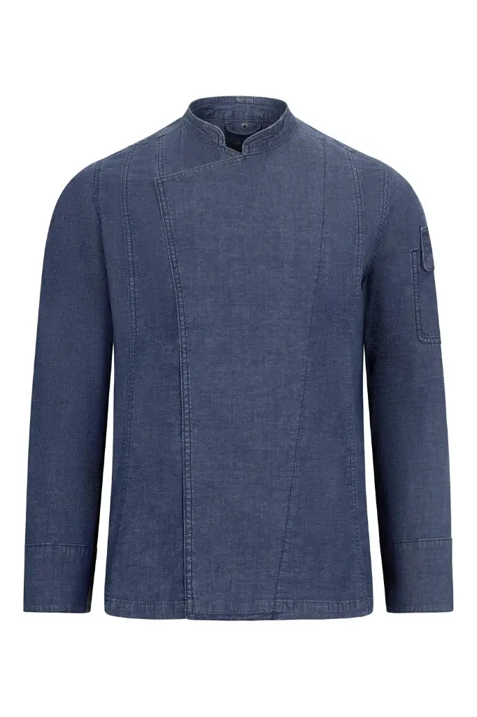 CHAQUETA COCINA 405212S DENIM SHIFT · ML · UNISEX · CUELLO TIRILLA · ELASTICO/STRETCH · CIERRE AUTOMATICOS